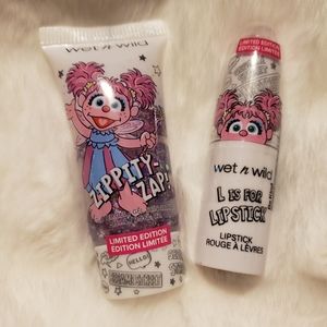 L.E. Wet N Wild X Sesame Street Lip Stick and Glitter Face Shadow Bundle lot.